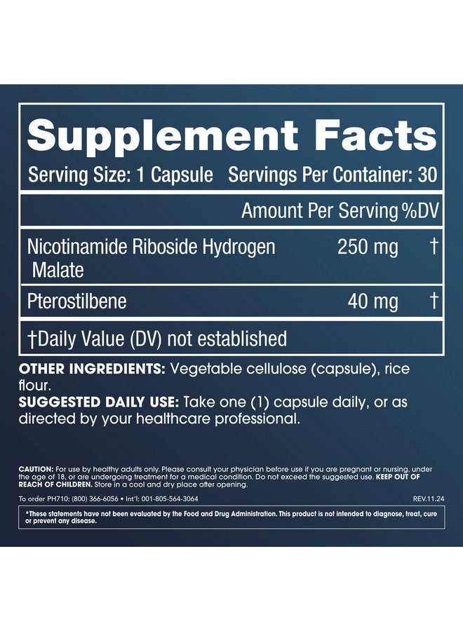 ProHealth Nicotinamide Riboside + Pterostilbene. Triple 3rd Party Tested for Potency and Safety. GMP Manufactured in The USA. 30 Capsules - Image 2