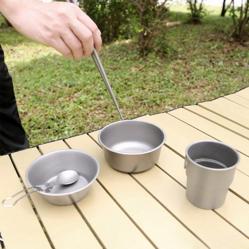 Camping Bowl 400ml Silver High-Quality Ti - Versatile Metal Bowl for Camping Hiking Outdoor Adventures Daily Use - Image 4