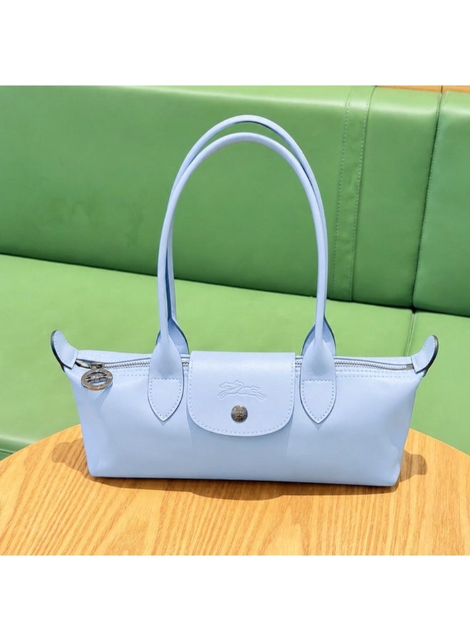 Longchamp Minimalist Dumpling Shoulder Bag, Soft Sky Blue - Image 2