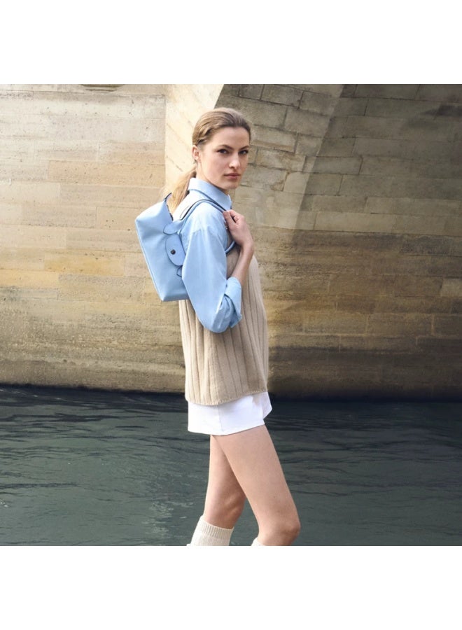 Longchamp Minimalist Dumpling Shoulder Bag, Soft Sky Blue - Image 3