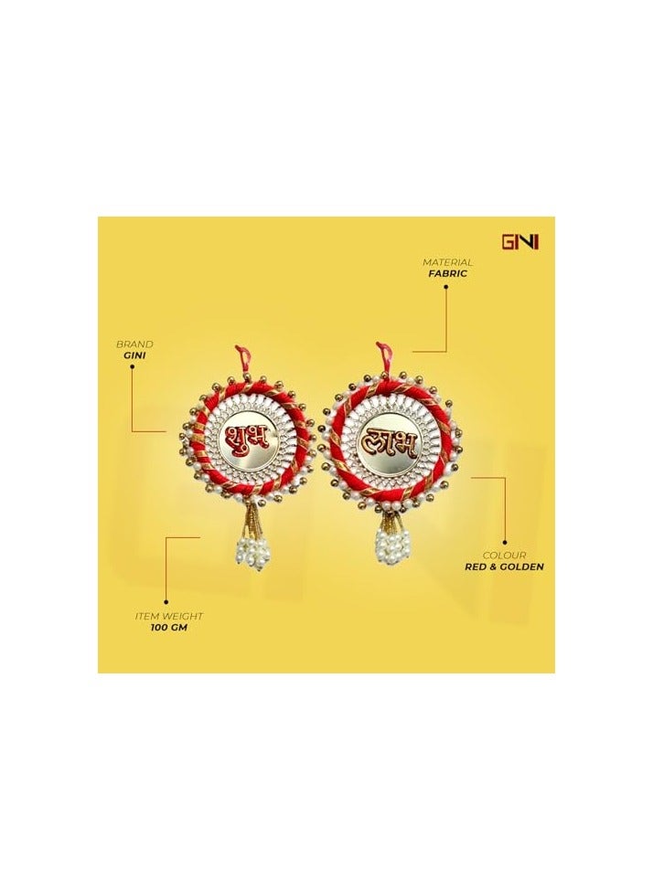 GINI Small Shubh Labh Wall Hanging – Red Color – Set Of 2 For Diwali & Entrance Decoration - Image 2