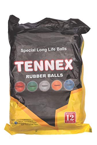 TENNEX Rubber Ball (Multicolour) | Gully Cricket and Training | Cricket Rubber Ball (Pack of 12) - Image 1