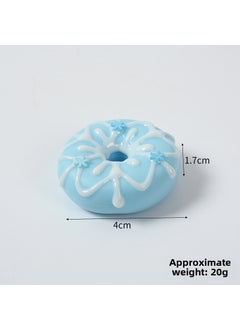 4cm Simulation Donut Cake Model Keychain Sky Blue Snowflake Graffiti Donut