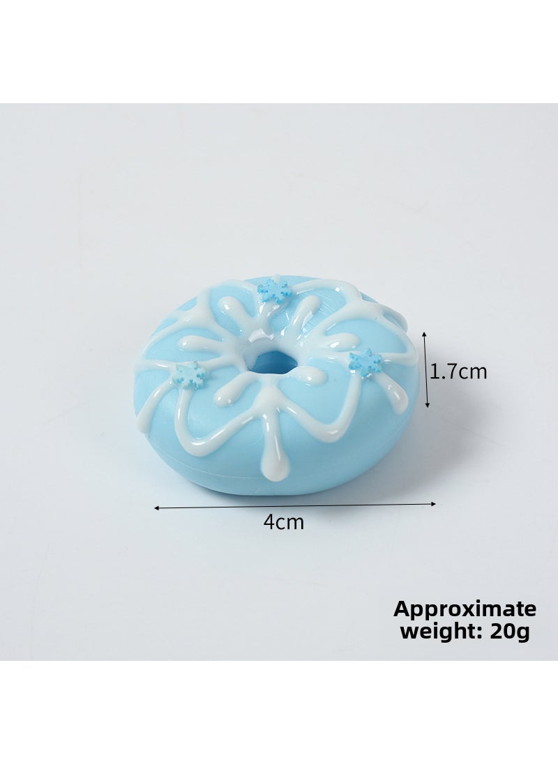 Generic - 4cm Simulation Donut Cake Model Keychain Sky Blue Snowflake Graffiti Donut - Image 1