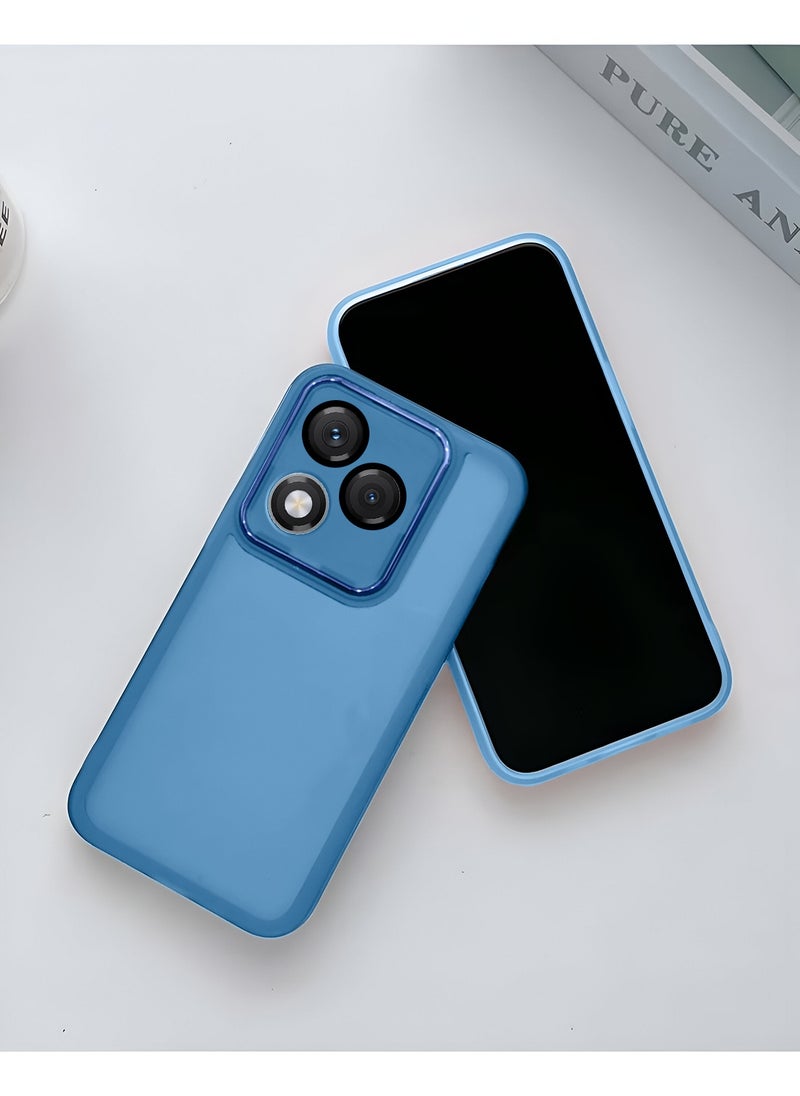 Wtech Honor 400 Lite 5G 2025 Soft Transparent TPU Camera Protection Silicone Ultra Thin Phone Stylish Electroplated Camera Border Back Case Cover - Blue  - Image 2