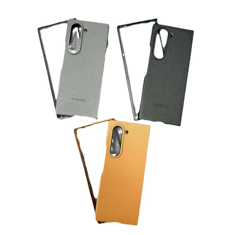غطاء واقي | أسود ملمس جلد | مقاوم للصدمات لـ Samsung Galaxy Z Flip 6 | حماية من السقوط - Image 5