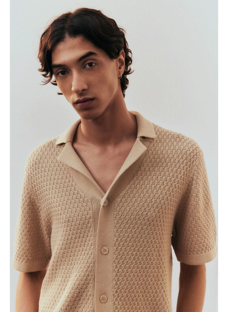 اتش اند ام Regular Fit Textured-knit resort shirt