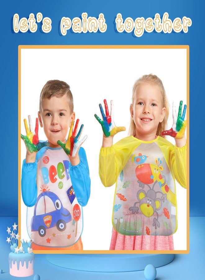 Funtery 12 Packs Kids Art Smock Long Sleeve Waterproof Painting Apron for Kids Paint Clothes Artist Aprons Toddler Art Supplies 1-4 Years - Image 3
