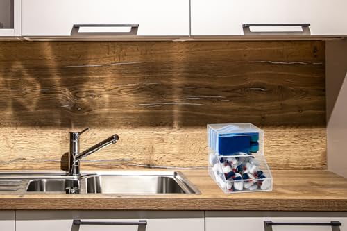 IneVibe Acrylic Dishwasher Pods & Sponge Holder w/Lids - 2 Compartment Container for Storing Detergent Tablets, Dryer Sheets, Laundry Pods for Kitchen Sink Organization - Image 3