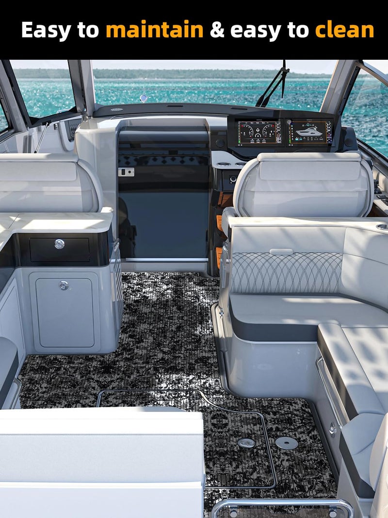 FOCEAN Boat Flooring EVA Foam Boat Decking Marine Flooring Camo Self-Adhesive Marine Mats for Boats Yacht Kayak RV 94.5"x15.7", Snow Camo - Image 5