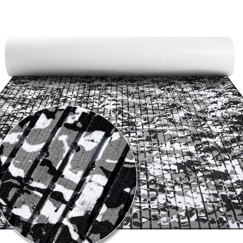 FOCEAN Boat Flooring EVA Foam Boat Decking Marine Flooring Camo Self-Adhesive Marine Mats for Boats Yacht Kayak RV 94.5"x15.7", Snow Camo - Image 1