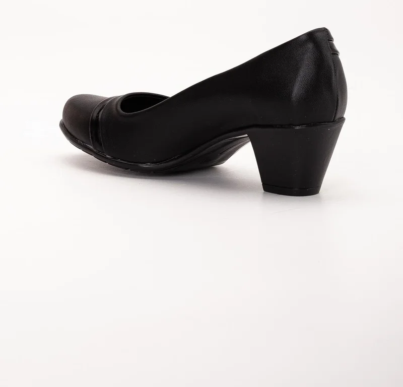 Dilimler Ayakkabı Patent Leather and Leather Ready Sole Black Women's Daily Classic High Heel Shoes