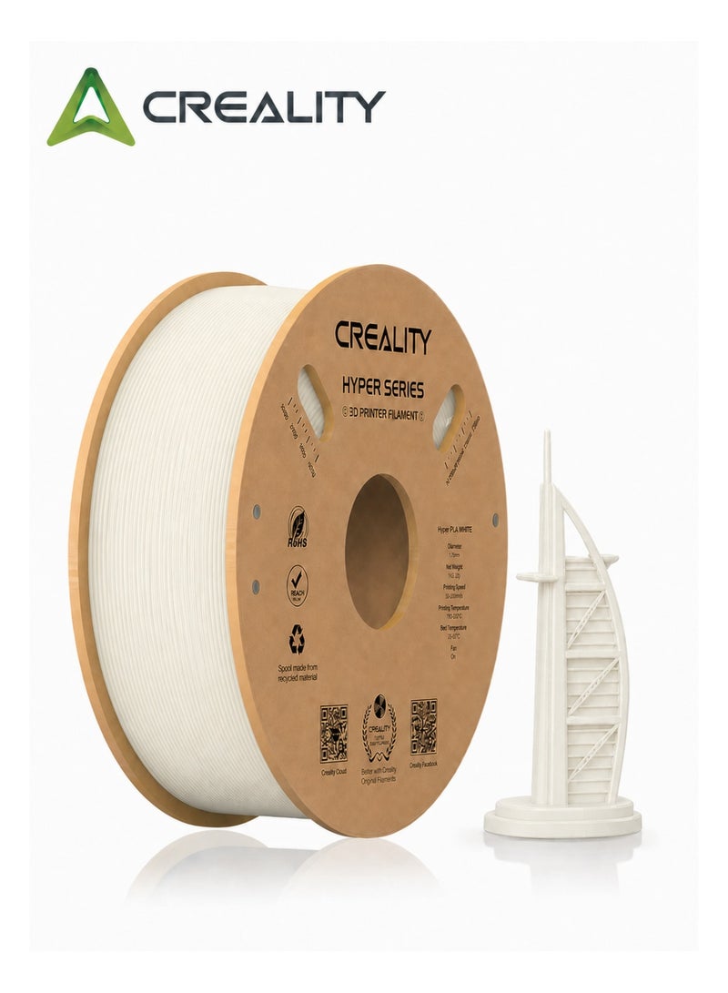 كريليتي 3D Official Creality Hyper PLA Filament 1.75mm, High Speed PLA 30-600mm/s 3D Printer Filament, Dimensional Accuracy +/-0.02mm, Fit Most FDM 3D Printers, 1KG(2.2lbs) Spool Hyper PLA-White HP-PLA-White - Image 1
