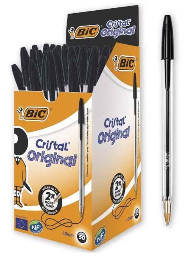 BIC Box of 50 Cristal 1.0 Black Pens - Image 1