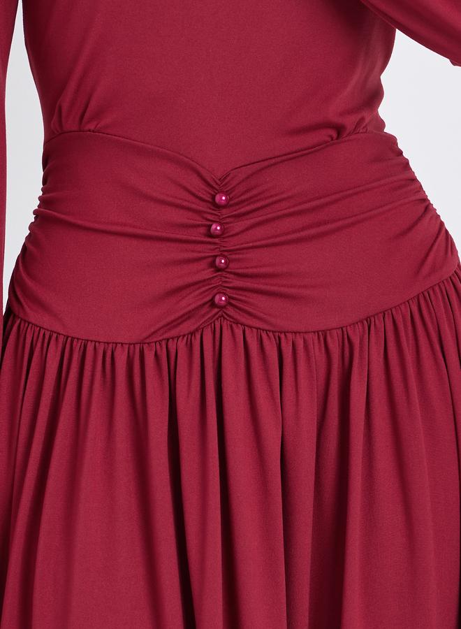 ستايلي فستان طويل بخصر مزموم - Image 4