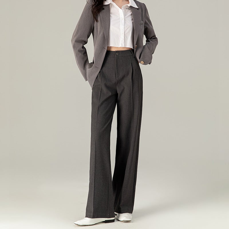 Grey Tencel Wool Slim Fit Trousers Women gray - Image 1