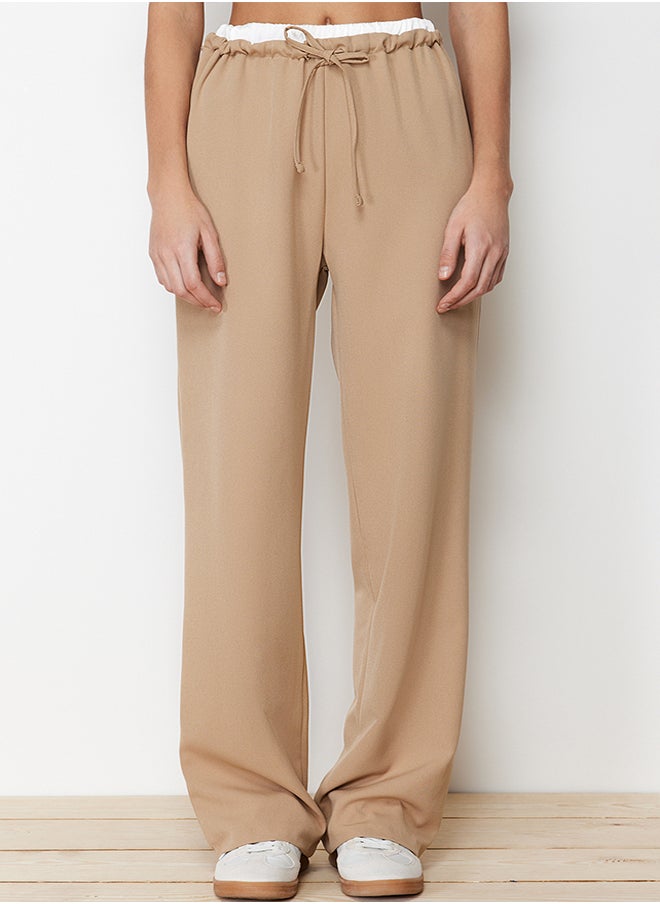 trendyol Mink Straight Cut Boxer Detailed Woven Trousers TWOSS24PL00066  - Image 4