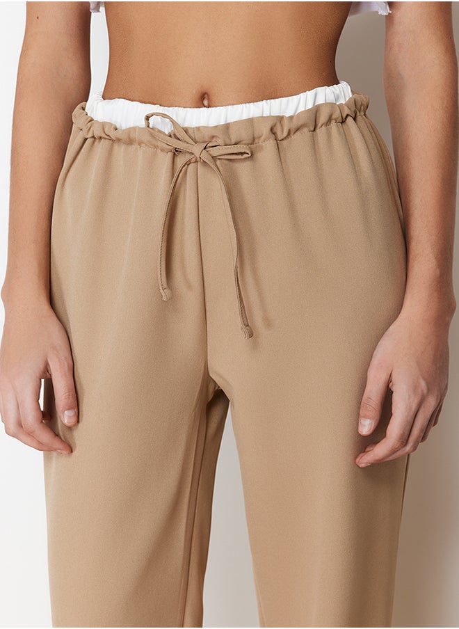 trendyol Mink Straight Cut Boxer Detailed Woven Trousers TWOSS24PL00066  - Image 5