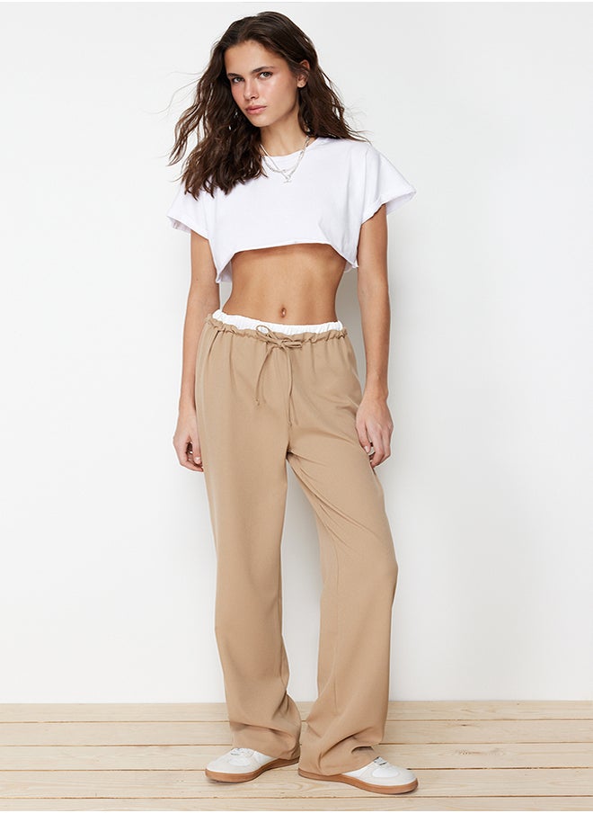 trendyol Mink Straight Cut Boxer Detailed Woven Trousers TWOSS24PL00066  - Image 3