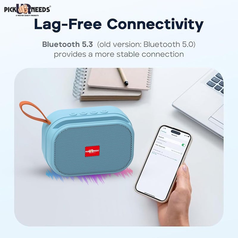 Pick Ur Needs Rechargeable Wireless 2 Side Bass Loud Speaker with USB/TF Card Support Portable 5 W Bluetooth Speaker (Blue) - Image 2