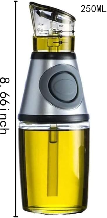 Delidge Glass Olive Oil Vinegar Dispenser Clear Glass Oil Bottle Measuring Oil Pourer for Kitchen Cooking BBQ/Kitchen Oil Bottle 250ml Oil Spray Bottle Cooking - Image 2