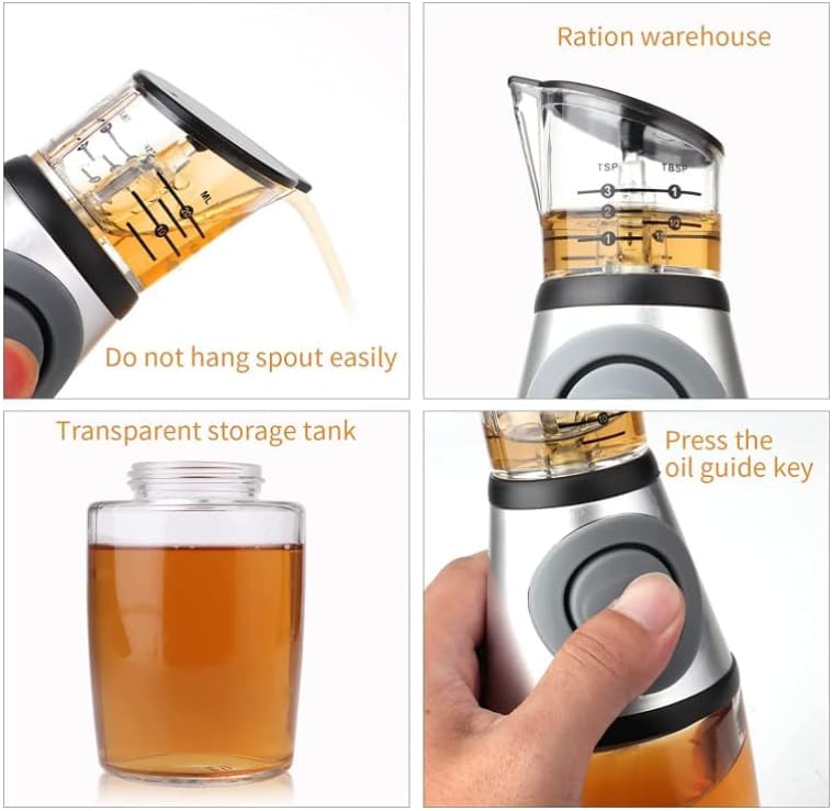 Delidge Glass Olive Oil Vinegar Dispenser Clear Glass Oil Bottle Measuring Oil Pourer for Kitchen Cooking BBQ/Kitchen Oil Bottle 250ml Oil Spray Bottle Cooking - Image 4