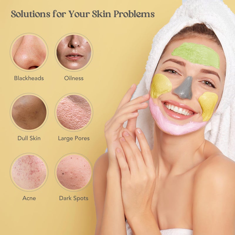 Neatique Face Masks Skincare Set, 480g (120gx4) High Capacity Facial Mask, Clay Mask Set with Turmeric w/Vitamin C, Green Tea, Rose and Dead Sea Mud, Deap Cleansing, Hydration and Pore Refinement - Image 4