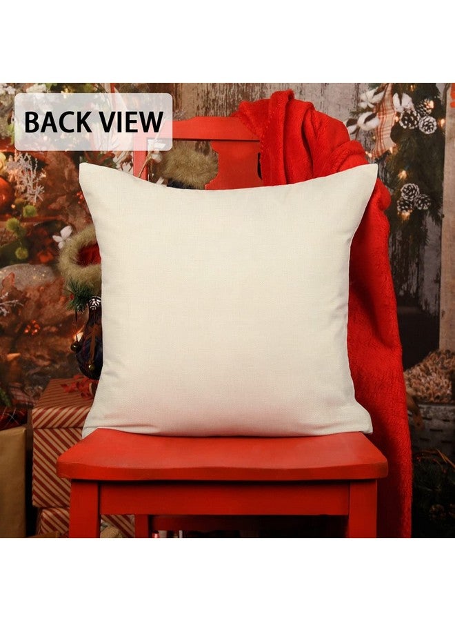 4TH Emotion Red Christmas Pillow Covers 18x18 Set of 4 Farmhouse Decorations Merry Tree Truck Hello Winter Holiday Decor Throw Cushion Case for Home Couch S22C34 - Image 5