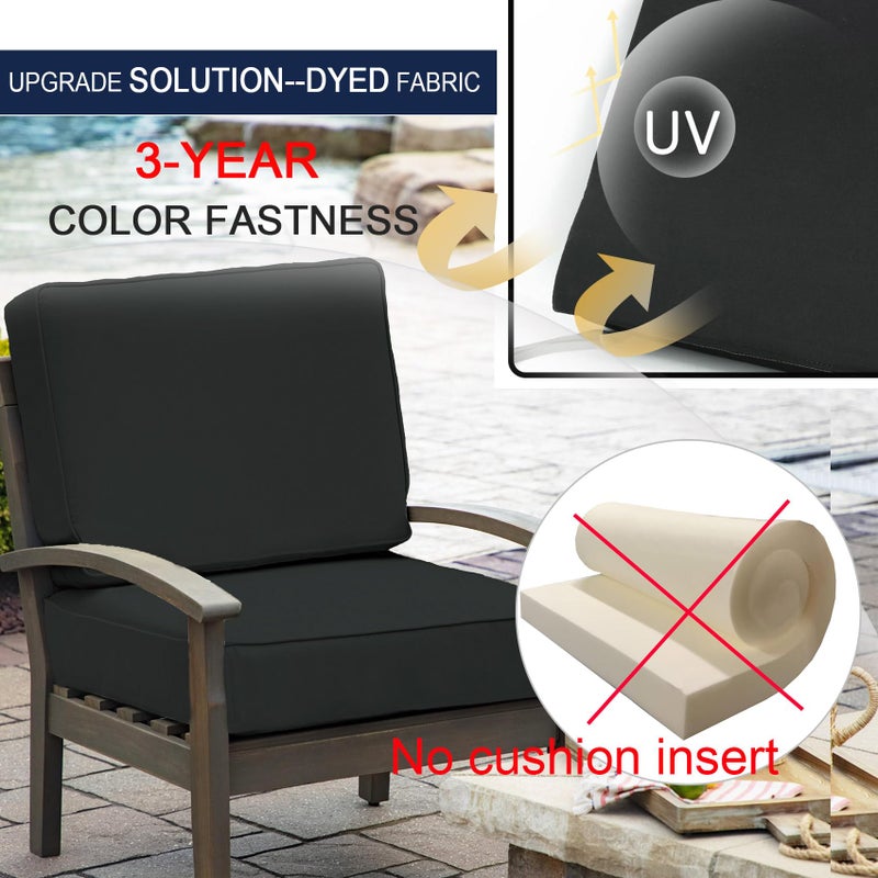 NettyPro Outdoor Cushion Slipcovers Waterproof 4 Pack Patio Chair Seat Cushion Covers with Zipper and Tie, 24 x 22 x 4 Inch, Replacement Cover Only, Black - Image 3