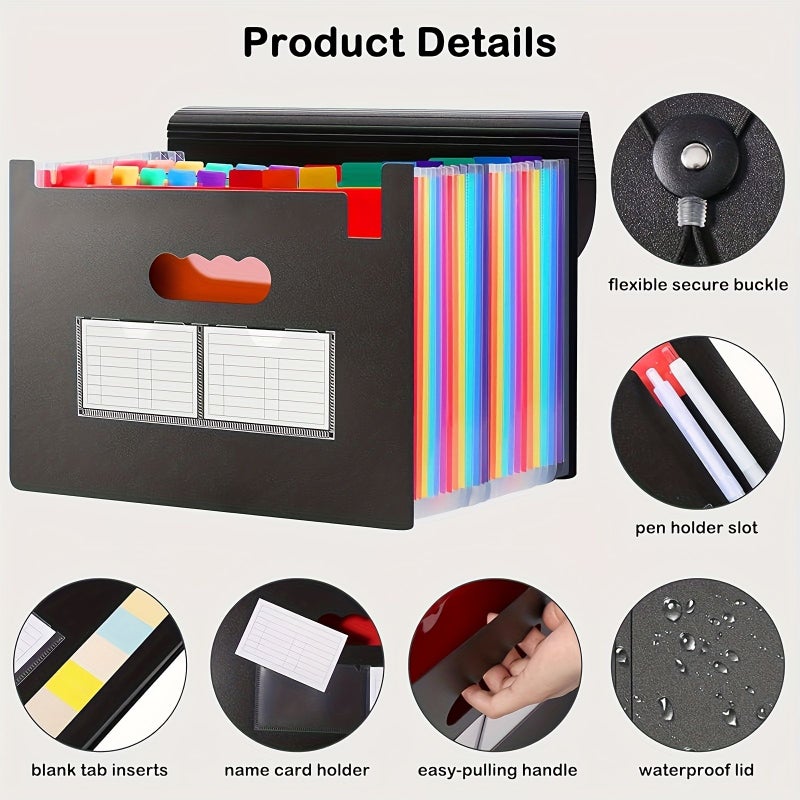 25 Pocket Expandable Plastic File Folder Organizer for A4 Letter Size Office School Home - Image 2