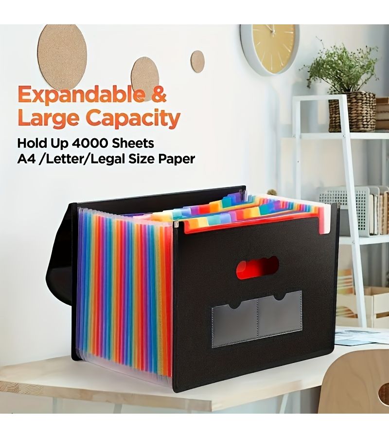 25 Pocket Expandable Plastic File Folder Organizer for A4 Letter Size Office School Home - Image 3