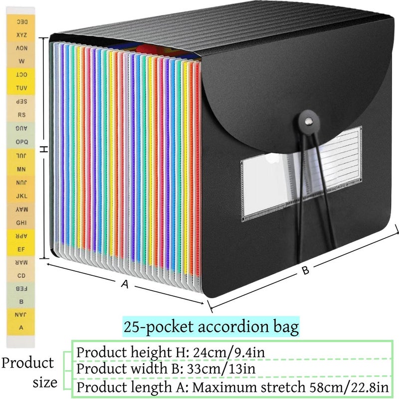 25 Pocket Expandable Plastic File Folder Organizer for A4 Letter Size Office School Home - Image 1