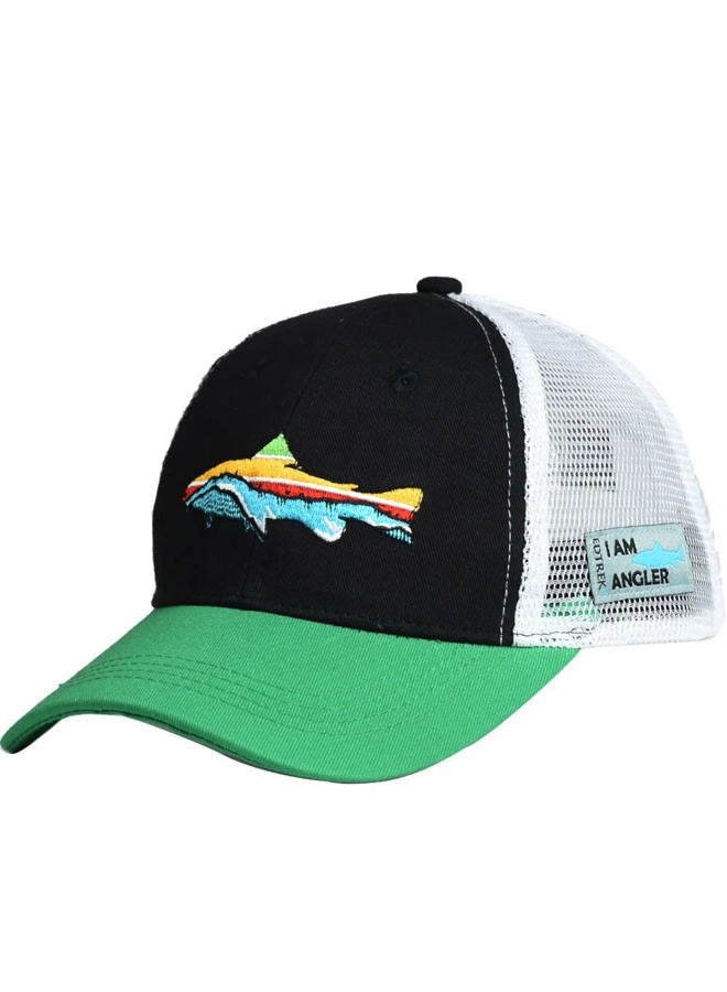 EDTREK Elite Youth Performance Mesh Hat - Boys Cap for Kids, Boys Girls Hunting Hat and Fishing Hat, Black - Green, One Size - Image 1