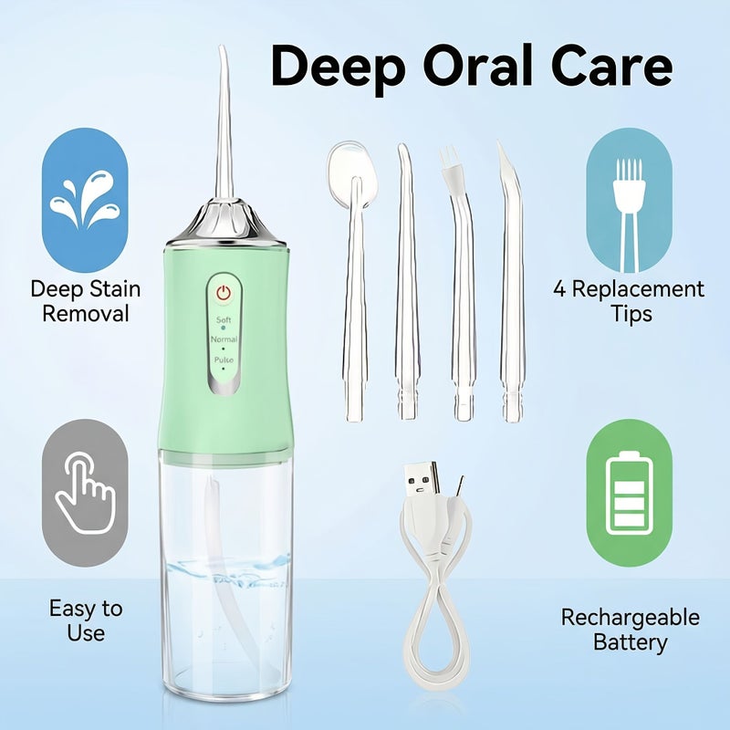 Pink Portable Rechargeable Water Flosser Oral Irrigator for Travel Home - Image 4