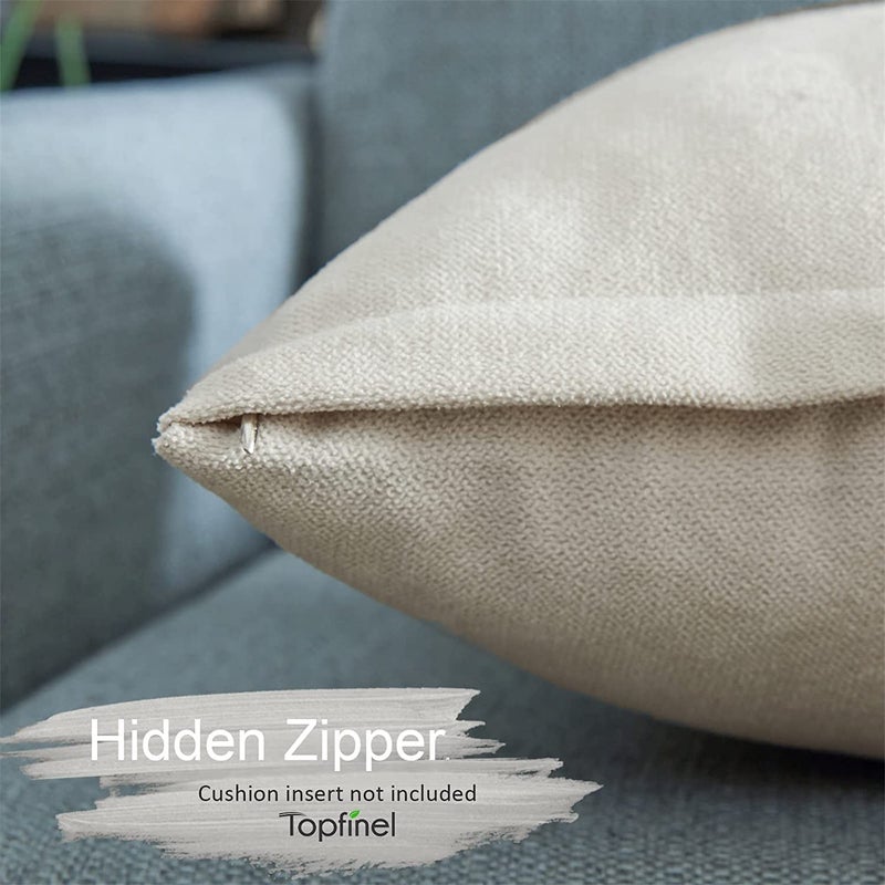Top Finel Top Finel Decorative Accent Pillow Covers Soft Chenille Solid Cushion Covers 24 X 24 for Couch Bedroom Car  Pack of 2 Off White - Image 3