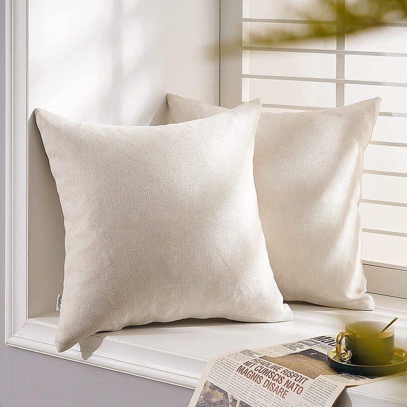 Top Finel Top Finel Decorative Accent Pillow Covers Soft Chenille Solid Cushion Covers 24 X 24 for Couch Bedroom Car  Pack of 2 Off White - Image 5