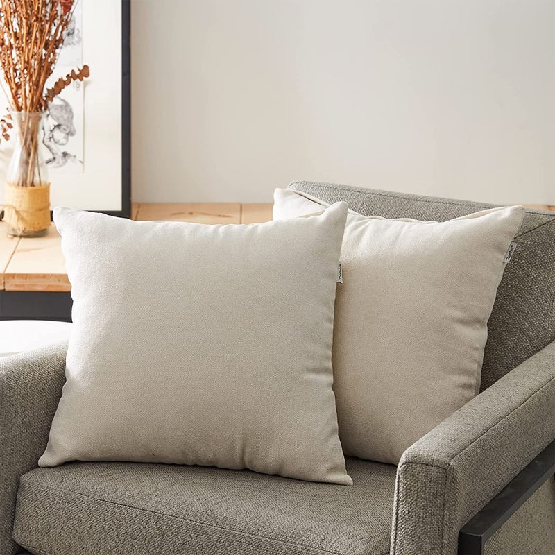 Top Finel Top Finel Decorative Accent Pillow Covers Soft Chenille Solid Cushion Covers 24 X 24 for Couch Bedroom Car  Pack of 2 Off White - Image 1