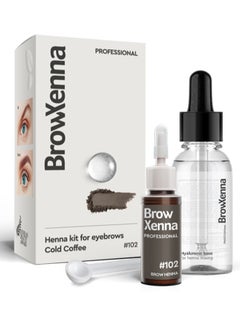BrowXenna Brow Henna Kit with Hyaluronic Mixing Base Included | #102 Cold Coffee  - Image 1