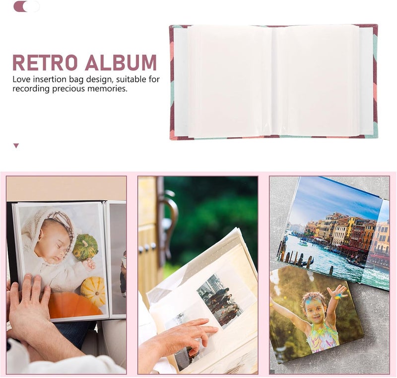 KICHOUSE Creative Cloth Cover Photo Album 6 Inch DIY Memory Photo Book with Heart Pattern, Vintage Style Family Scrapbook for Wedding and Travel - Image 3