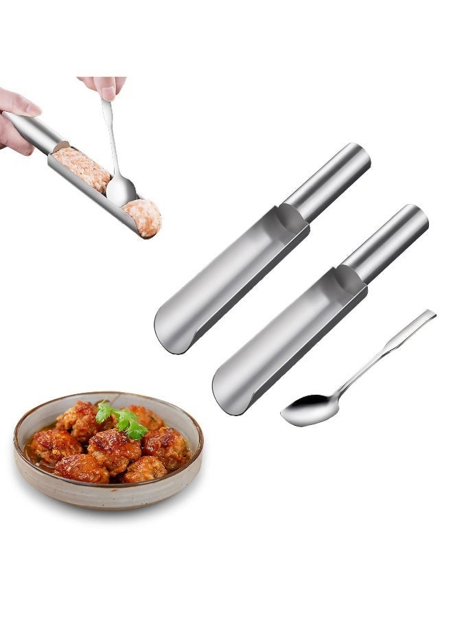 2 Pcs Meatball Makers, Stainless Steel meatball makers with Scoop DIY Meatball Making for Kitchen Home Cooking Tool for Making Shrimp Balls, Fish Balls, Beef Balls, Chicken Balls