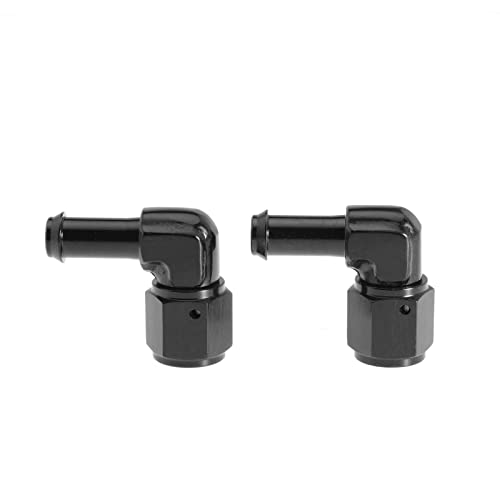 JomGorg Female AN6 to 3/8 Hose Fuel Fittings 90 Degree Swivel Oil Line Pipe Adapter Black 2PCS - Image 1