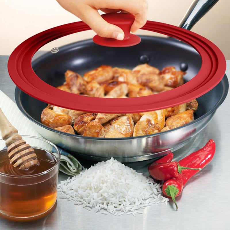 1Pc Multi-function Pot Lid Visible Universal Toughened Glass Silicone Pot Cover - Image 1