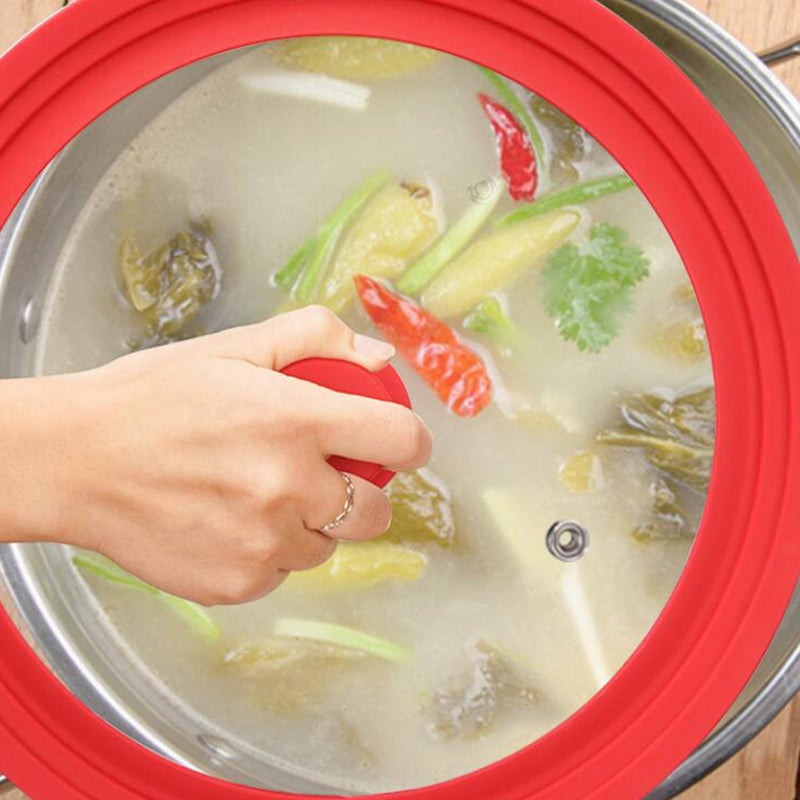 1Pc Multi-function Pot Lid Visible Universal Toughened Glass Silicone Pot Cover - Image 3