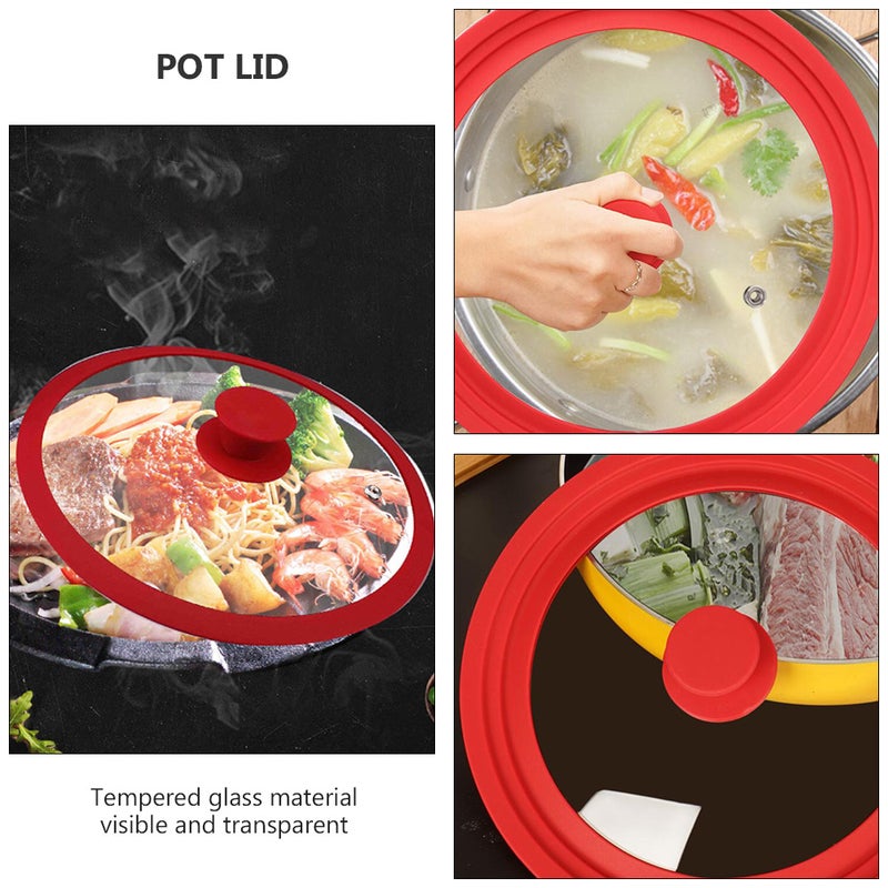 1Pc Multi-function Pot Lid Visible Universal Toughened Glass Silicone Pot Cover - Image 5