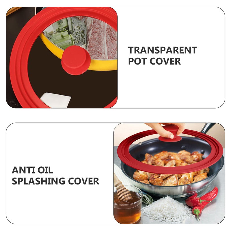 1Pc Multi-function Pot Lid Visible Universal Toughened Glass Silicone Pot Cover - Image 4
