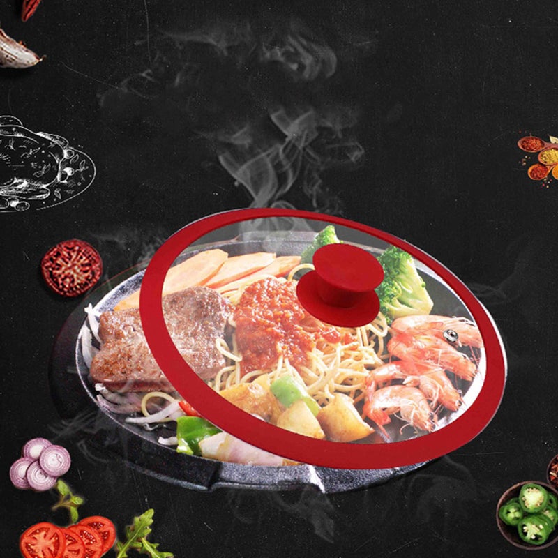 1Pc Multi-function Pot Lid Visible Universal Toughened Glass Silicone Pot Cover - Image 2