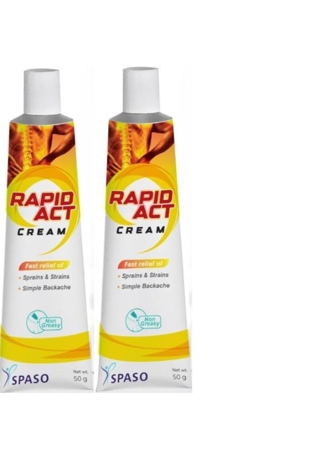 SPASO Rapid Act Cream - Fast Relief of Sprains & Strains - Simple Backache - 50G (2PCS) - Image 2