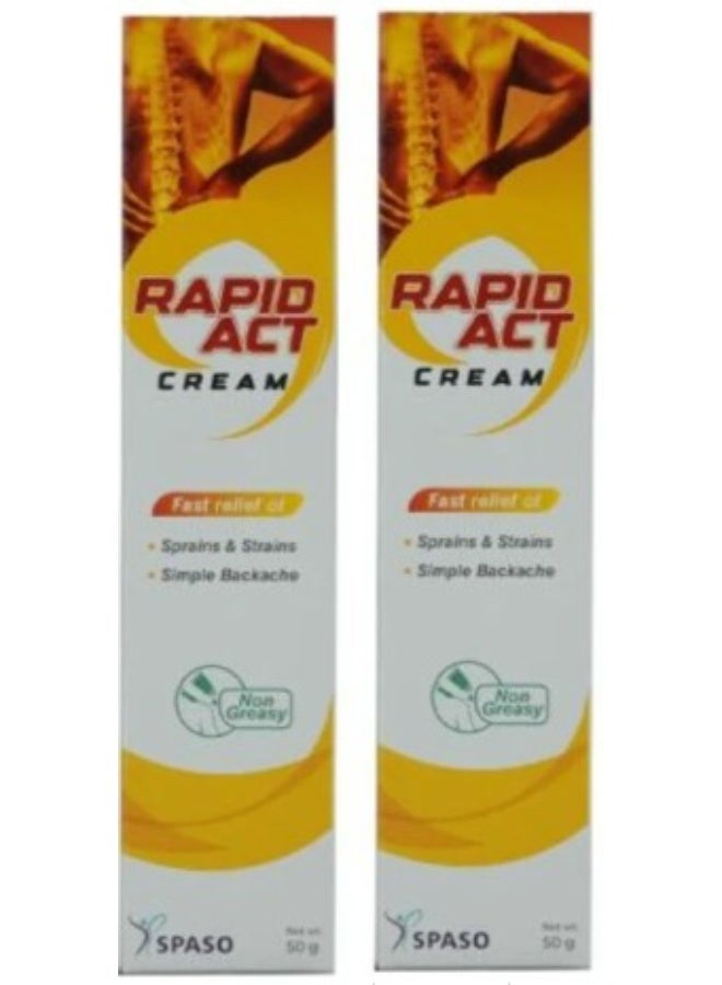 SPASO Rapid Act Cream - Fast Relief of Sprains & Strains - Simple Backache - 50G (2PCS) - Image 1