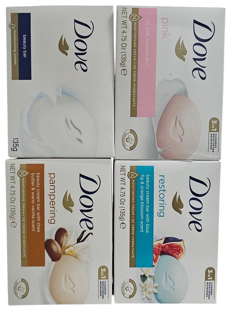 دوف مجموعة صابون دوف كريم الجمال 4 روائح مختلفة 135جم×4