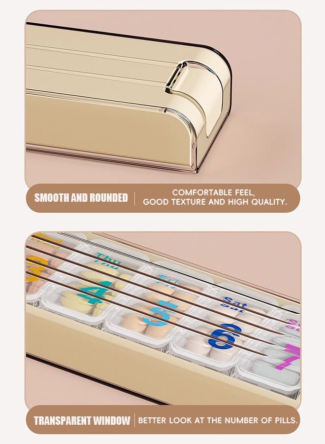 Beyond Pill Cases Weekly Pill Box, Travel 7 Day Tablet Boxes, Seven Day Pill Organizer, for Vitamins, Medication, Supplements, Fish Oils (Beige)  - Image 3